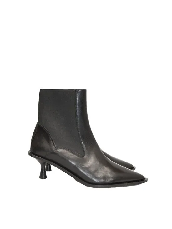 $800 ATP ATELIER Trino Black Leather Ankle boots POINTY KITTEN BLACK 41 (TF21)