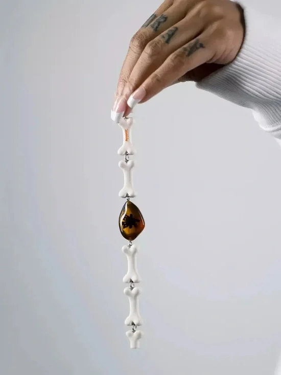 Heaven by Marc Jacobs x Bladee White Bone Link & Amber Stone Bracelet NWT
