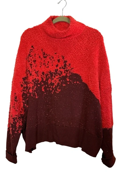 Lululemon Ombre Knit Cozy Textured Funnel-neck Performance Knit Sweater sz 16