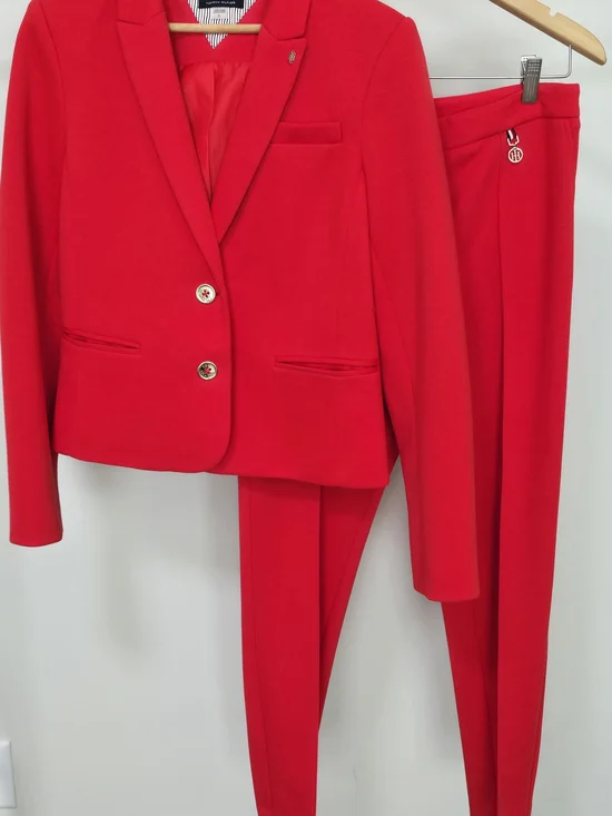 Tommy Hilfiger Bright Red Tailored Blazer & Slim Pants Set