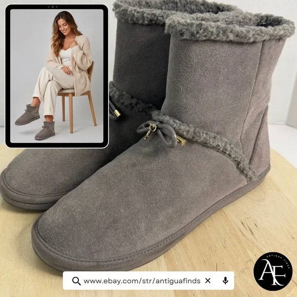 KATE SPADE Women's Boots Marie Faux Shearling Suede Leather Pull-On Shoes Size 9
