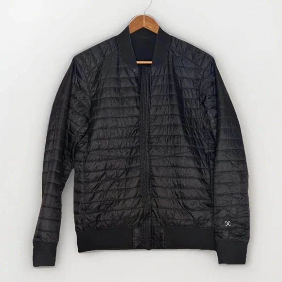 Lululemon Switch Over Bomber Jacket Black PrimaLoft Lightweight Quilted S Revers