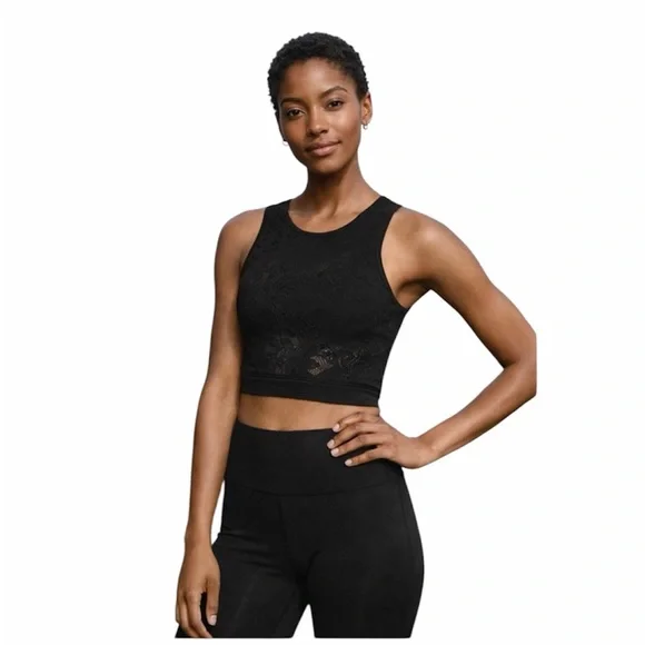 Lululemon Reveal Crop Top *Lattice Paisley‎ Black