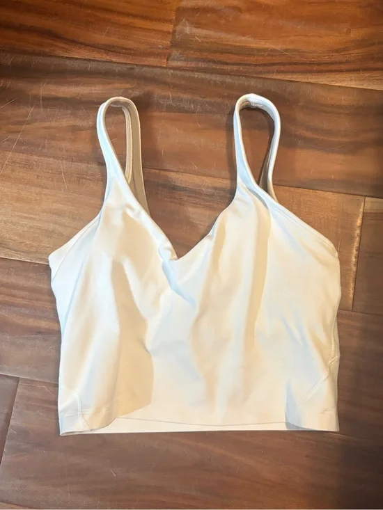 Lululemon Longline Sports Bra Crop Top Cream White Size 4 (1112)