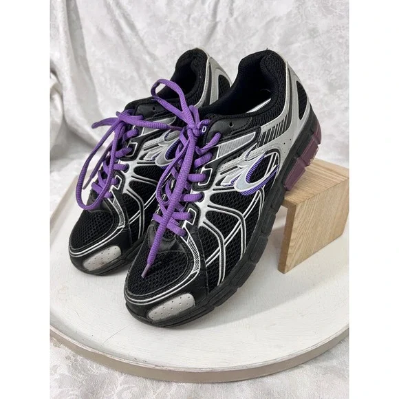 Gravity Defyer G-Defy Walking Shoes Black Purple Silver TB9004FBP-W Womens 8.5