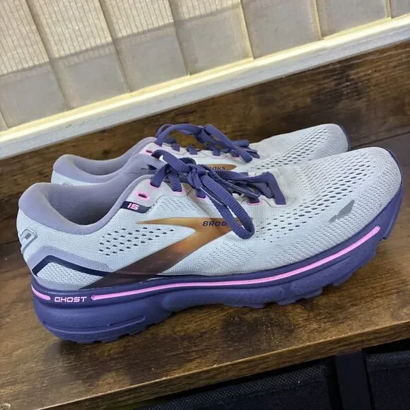 Brooks Ghost 15 Shoes Womens Size 9 Gray Mesh Athletic Running Shoes 1203801B492