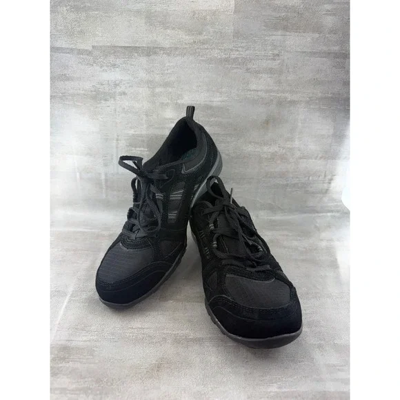 Skechers Relaxed Fit Memory Foam Black Leather Textile Sneakers 22544 Women Sz 9