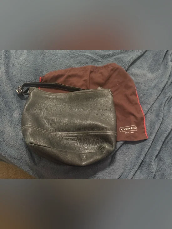 Coach Black Pebbled Leather Messenger Bag