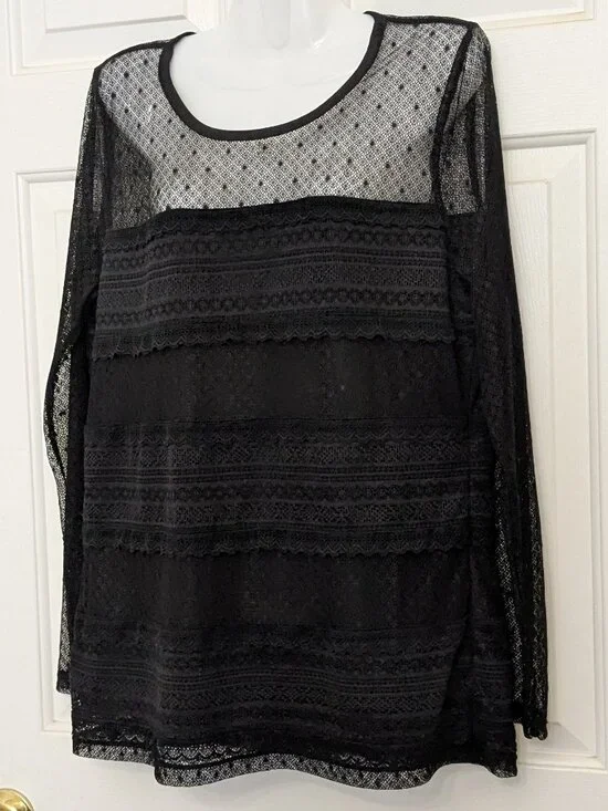 Michael Kors Women's Top Blouse  Size XL Black