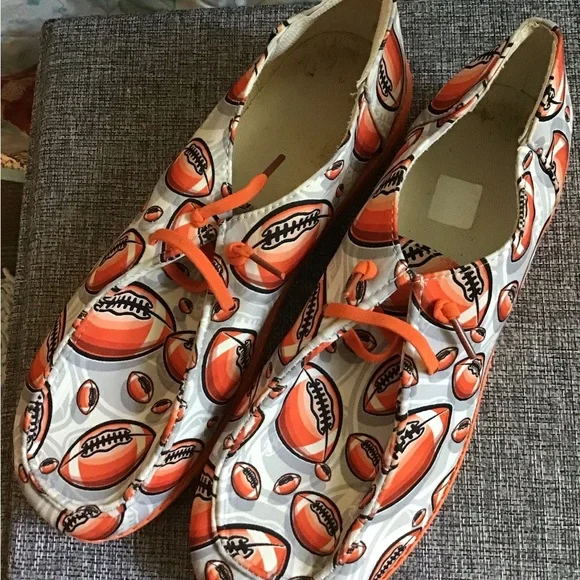 Orange Patterned Football Women's Casual Lace-Up Shoes