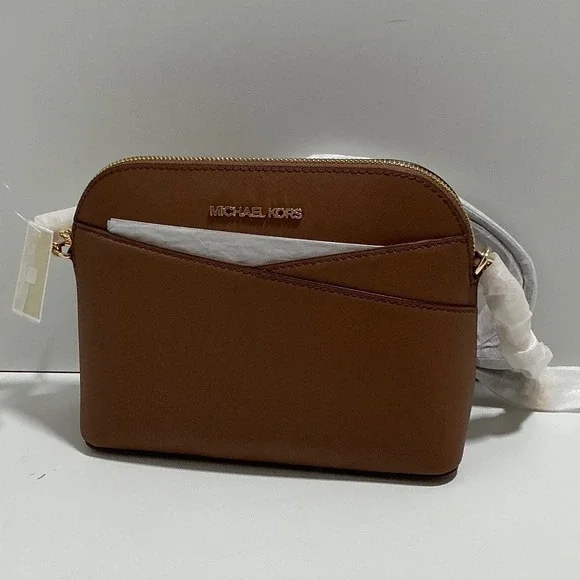 Michael Kors Jet Set Large EW Crossbody Bag Luggage Brown Saffiano Leather NEW