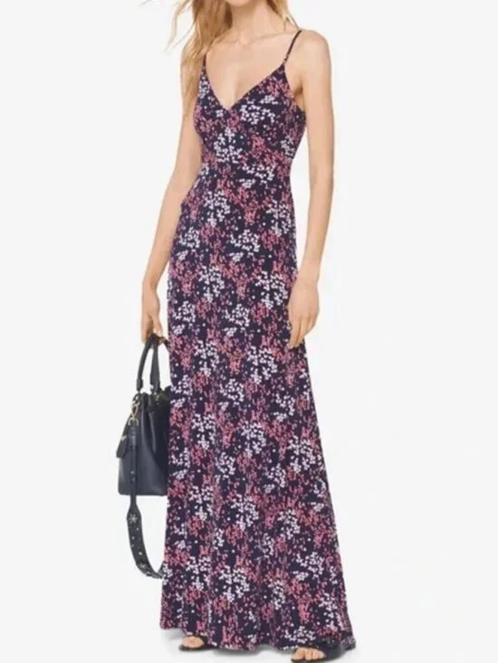Michael Kors Bloom Ditsy Floral Stretch Knit Maxi Sun Dress Casual Or Formal XL