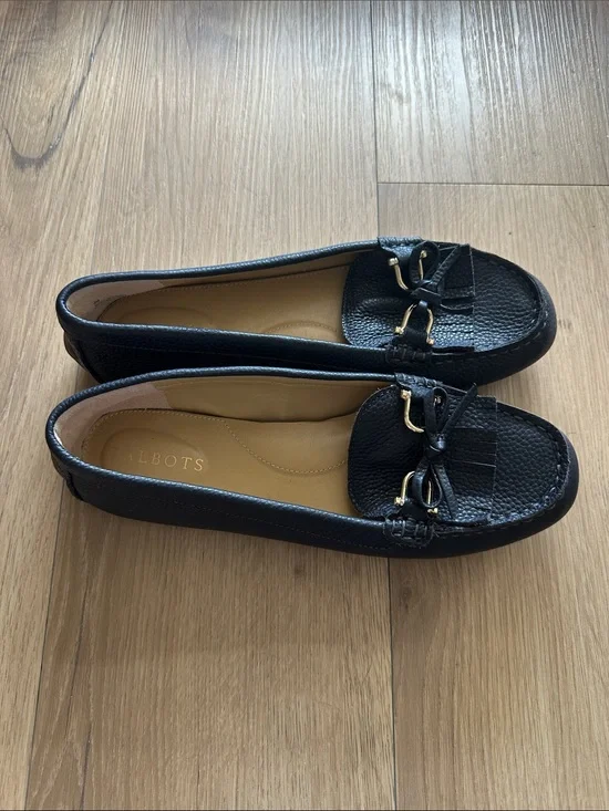 Talbots Navy Blue Leather Kiltie Loafers