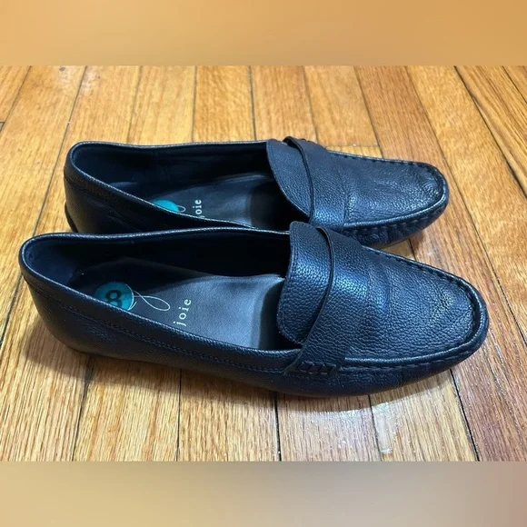Joie Black Leather Penny Loafers for Women