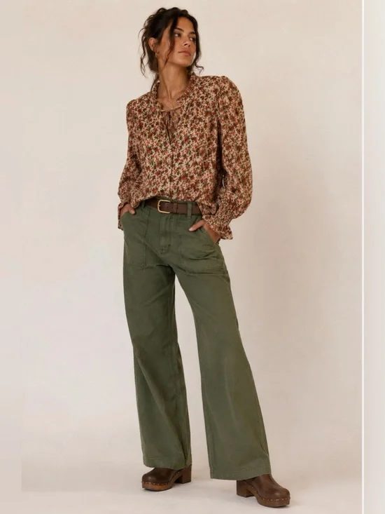 NWOT Free People Meant To Be Floral Cotton Blouse