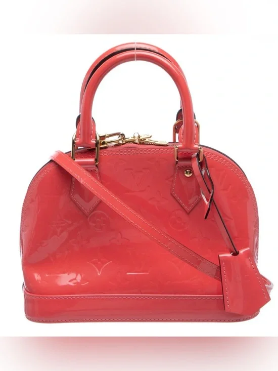 Louis Vuitton Vernis Alma BB in Coral orange/pink Patent Leather 9.5x6.75x4.25
