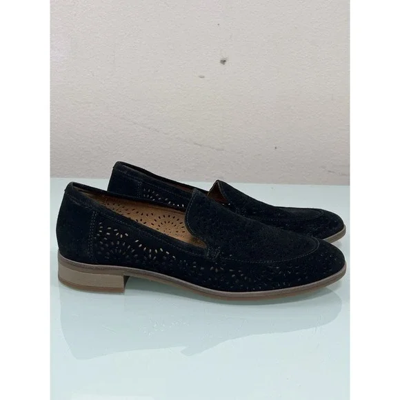 Clarks Collection Women's Size 8‎ Black Suede Loafers Slip On Comfort Shoes