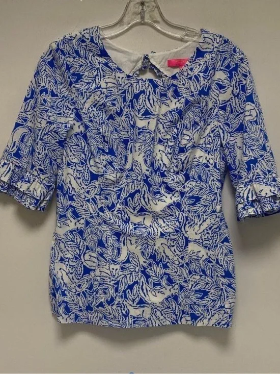 Lilly Pulitzer Sz 4 Fiesta Top Coastal Blue Fancy Feet