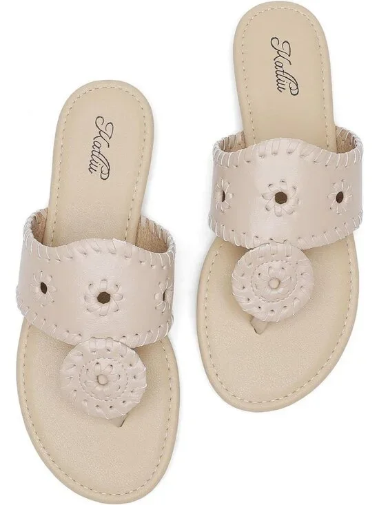 Women's Almond Flat Wide Band Flip Flops Cushioned Insole Summer Brunch Sandals