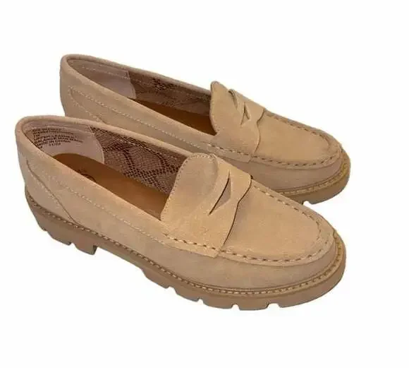 White Mountain Gunner Penny Loafer Suede Beachwood Size 8.5 Womens
