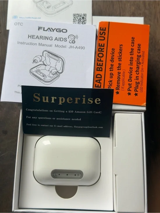 FLAYGO JH-A490 OTC Rechargeable Hearing Aids Pair w/ Charging Case New