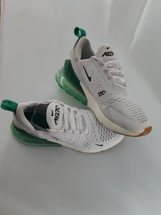 Nike White and Green Air Max 270-Style Sneakers