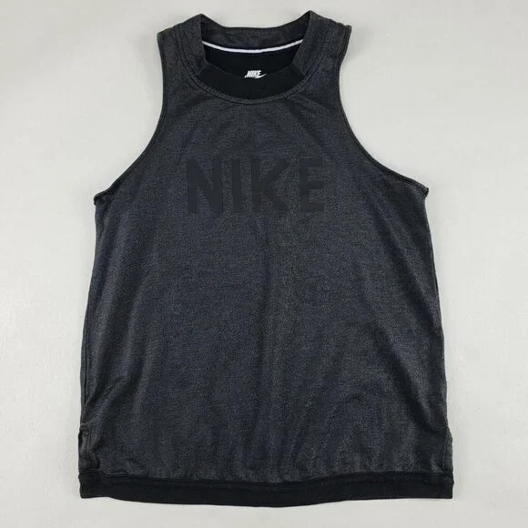 Nike Sportswear Shimmery Tank Top Gray Womens Small Sleeveless Logo Shirt 804084