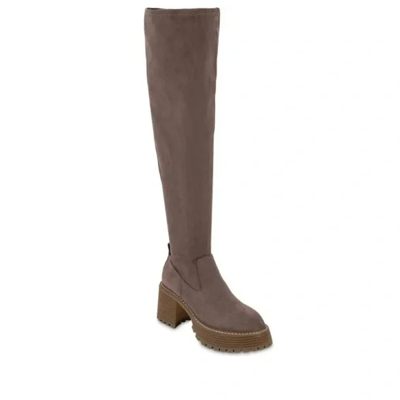 New MIA Daily Women Over The Knee Platform Taupe Tan Lug Sole Boot Women Size 7