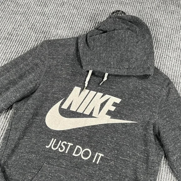 Nike Hoodie Womens Small‎ Gray Just Do It Logo Pullover Sweatshirt 823701-010