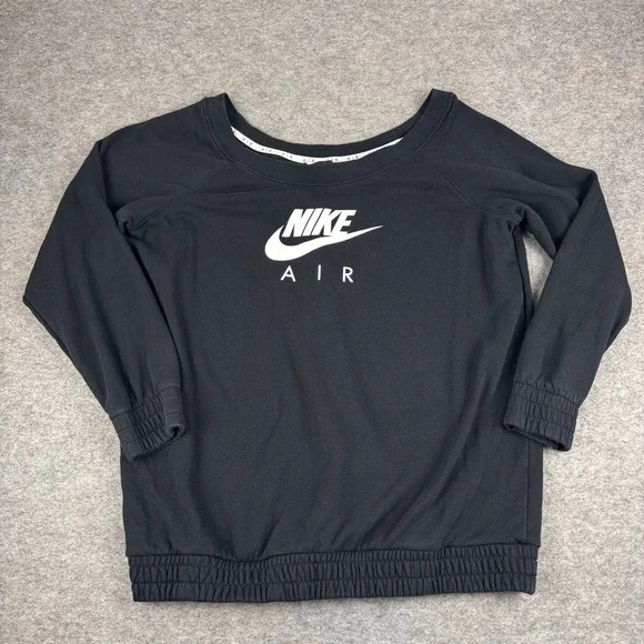 Nike Air Oversized Sweatshirt Off Shoulder Black Womens Large L