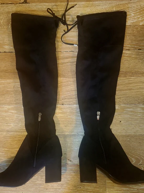 Marc Fisher Black Over-the-Knee Block Heel Boots
