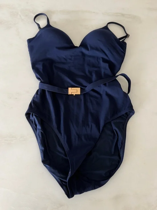 Tory Burch - Navy One-Piece Swimsuit with Belt- M
