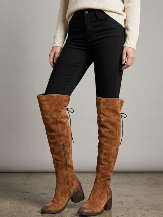 Børn Distressed Brown Suede Over-The-Knee Boots 6M