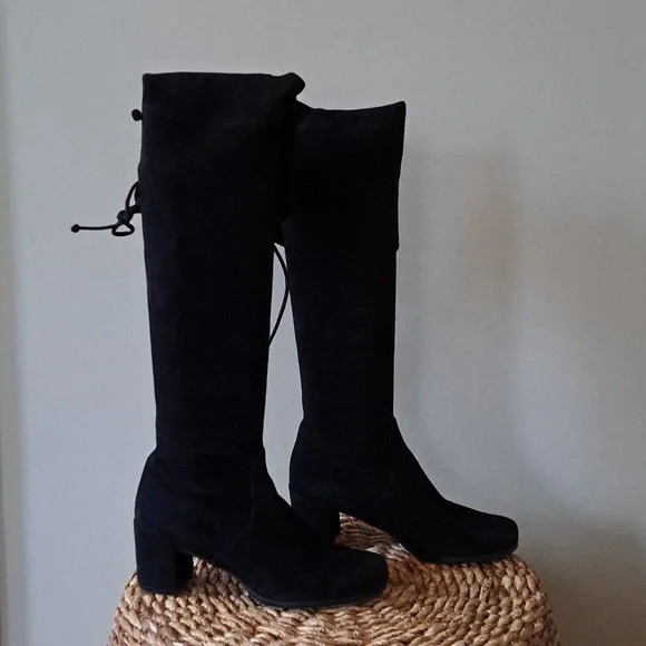 Stuart Weitzman Womens Classic Over The Knee Black Suede‎ Boots 2.5