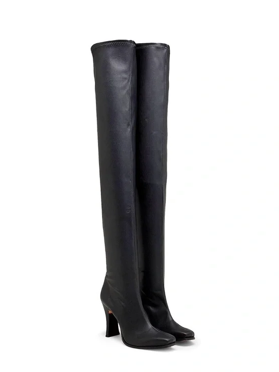 Classic Black Over-the-Knee Heeled Boots
