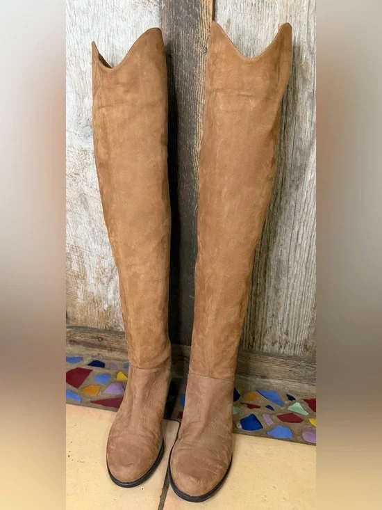 Stuart Weitzman Dunkirk Brown Suede Over the Knee Boots 6.5