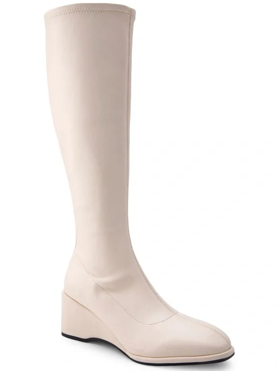 AEROSOLES Angela Wedge Cream Knee-High Wedge Boot