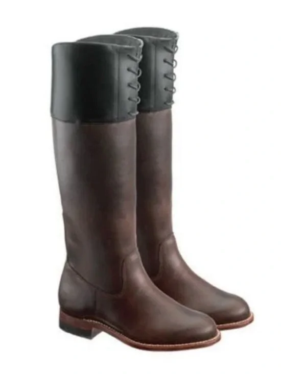 Two-Tone Leather Riding Boots in Brown and Black Beautiful, Sturdy Leather