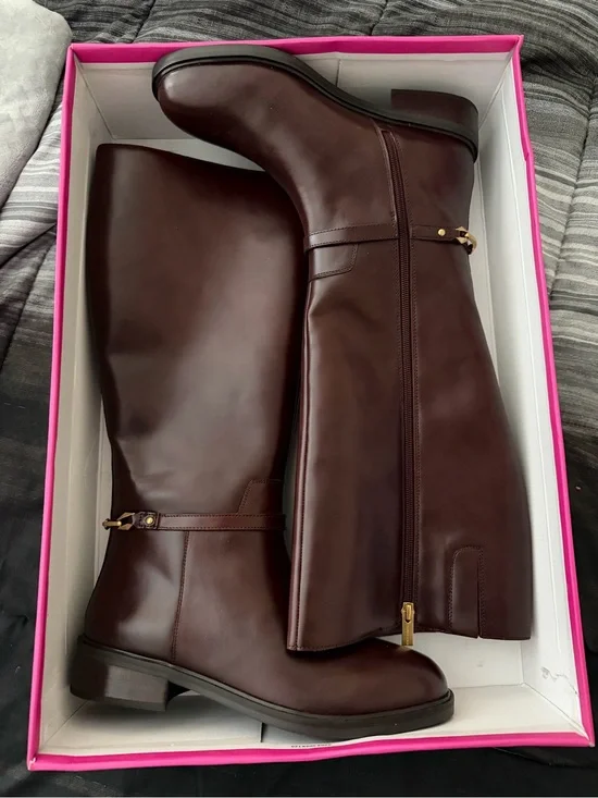 Vince Camuto Knee-High Leather Riding Boots - Rich Mahogany