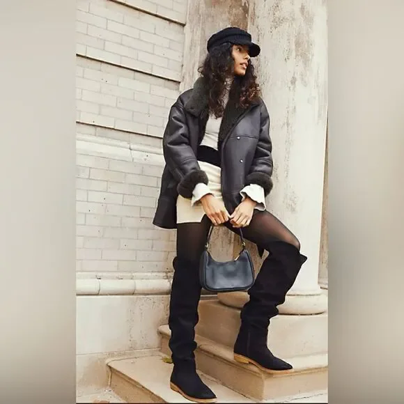 Free People Banks Over-The-Knee Boots Black Suede