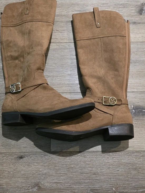 Liz Claiborne Women's Tan Suede Riding Boots with Buckle