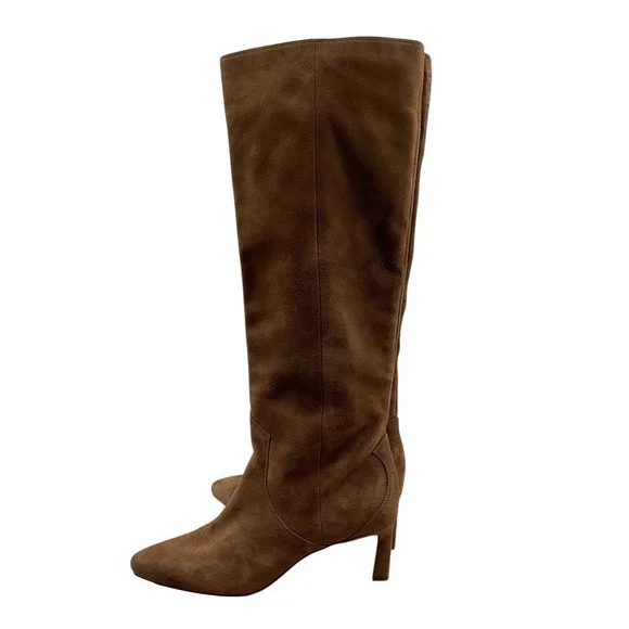 Veronica beard  Brown Suede Knee High Pointed Toe Stiletto Heel Pull On Boots