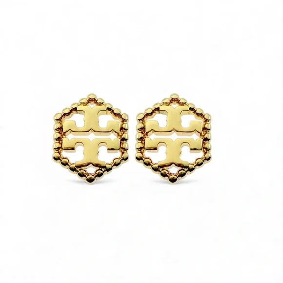 Tory Burch MILGRAIN HEX STUD EARRINGS IN GOLD