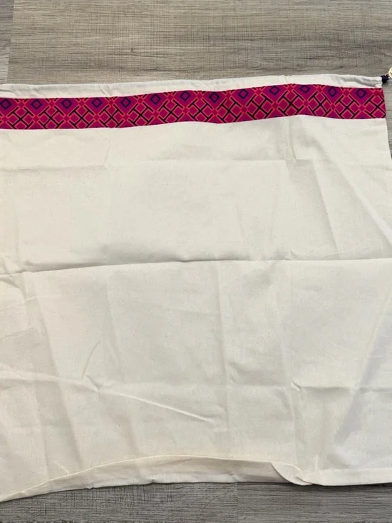 Tory Burch Cream Tote Dust Bag with Pink Geometric Trim