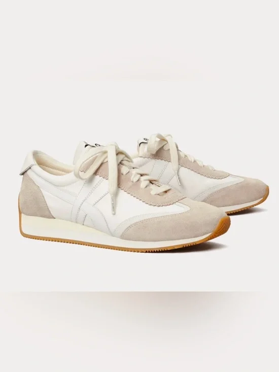 NWOT Tory Burch Hank Snow White and Beige Low Top Shoes - size 6.5