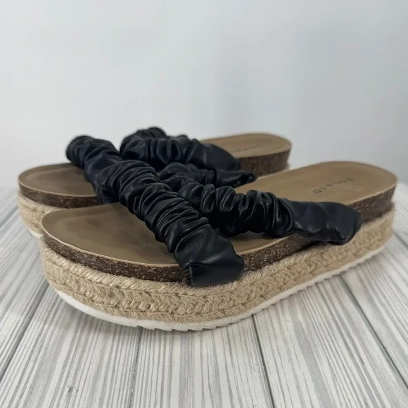 Torrid Women's Black Double Band‎ Espadrille Platform Slide Sandals Size 8WW