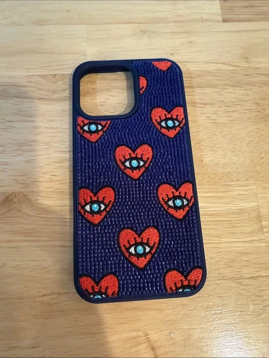 New Navy Blue Beaded iPhone 16 pro max Phone Case