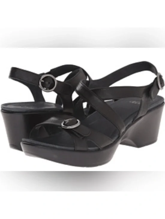 Dansko Women's Julie Black Full Grain Leather Slingback Sandals Size 7.5