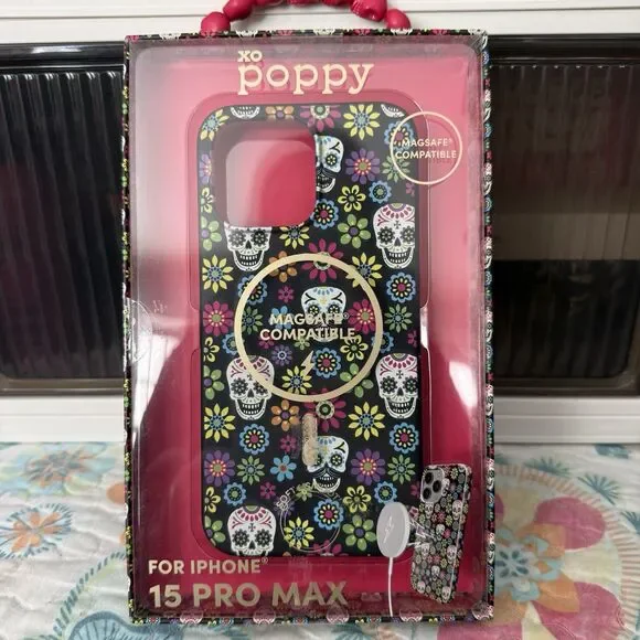 Poppy IPHONE 15 Pro Max Magsafe Dia De Los Muertos Case Skull Apple Phone New