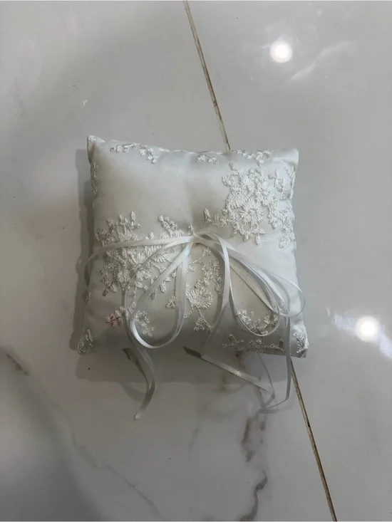 Elegant White Lace Ring Bearer Pillow by